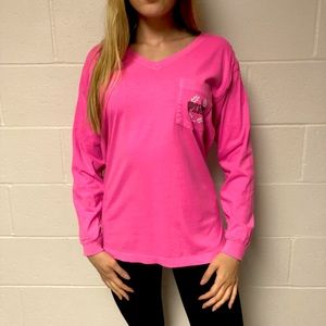 PINK long sleeve. XS. hot pink.